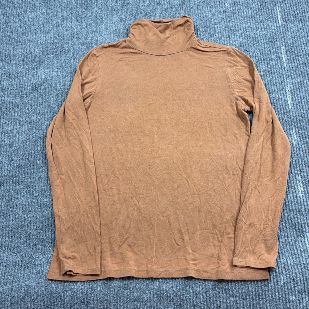 Leo & Nicole Shirt Womens M Brown Turtleneck Long Sleeve Top Made in USA